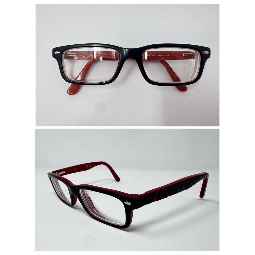 Ray-Ban RB1535 3573 Junior Black Red Eyeglass Frames 48-16-130 Authentic